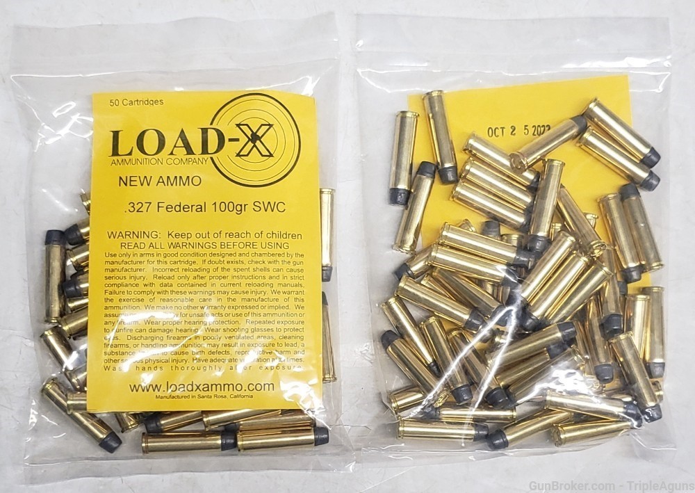 Load-X 327 Federal magnum 100gr SWC lot of 100rds-img-0