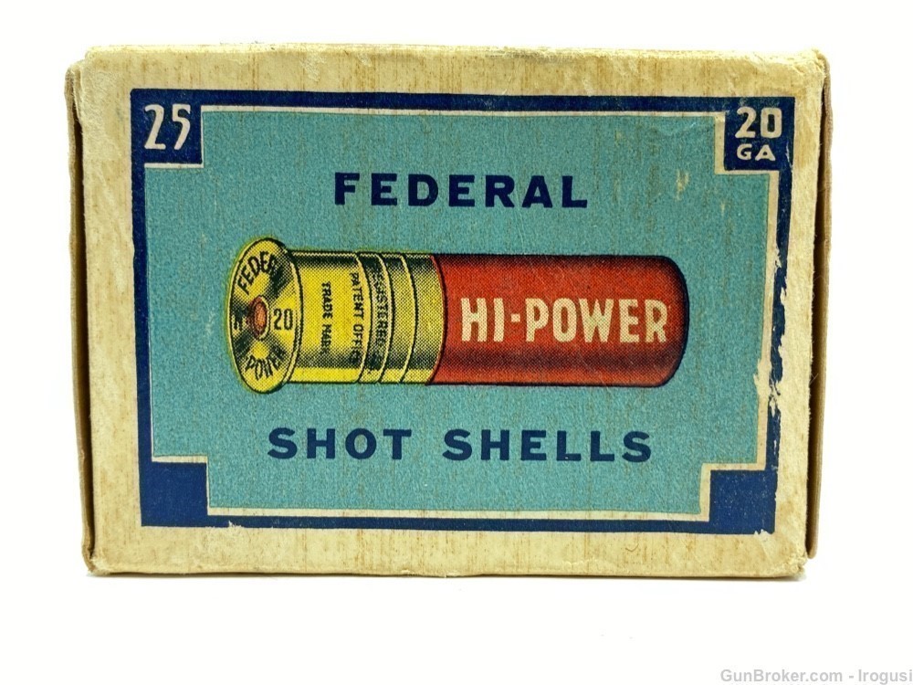 Federal Hi Power 20 Ga 1 Oz 7 1/2 Shot Vintage Box 23 Rounds-img-1