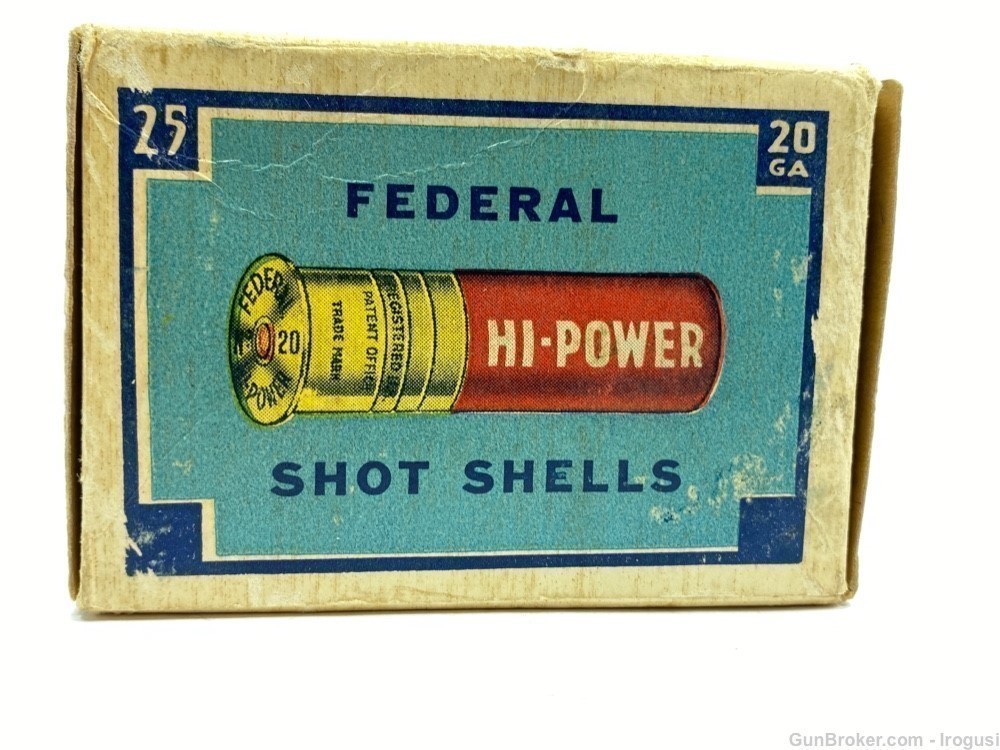Federal Hi Power 20 Ga 1 Oz 7 1/2 Shot Vintage Box 23 Rounds-img-4