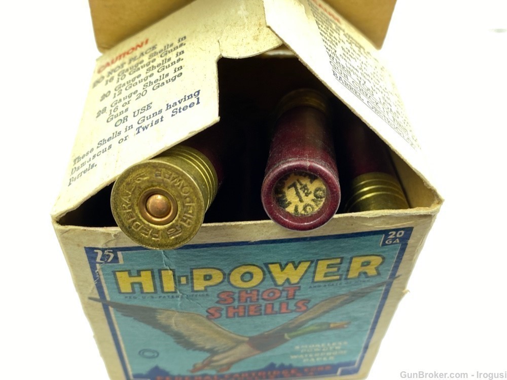 Federal Hi Power 20 Ga 1 Oz 7 1/2 Shot Vintage Box 23 Rounds-img-6