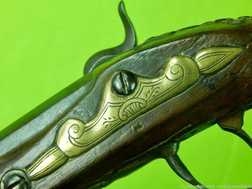 Auc Antique European Engraved 19 Century Percussion Pistol Handgun 450-img-2