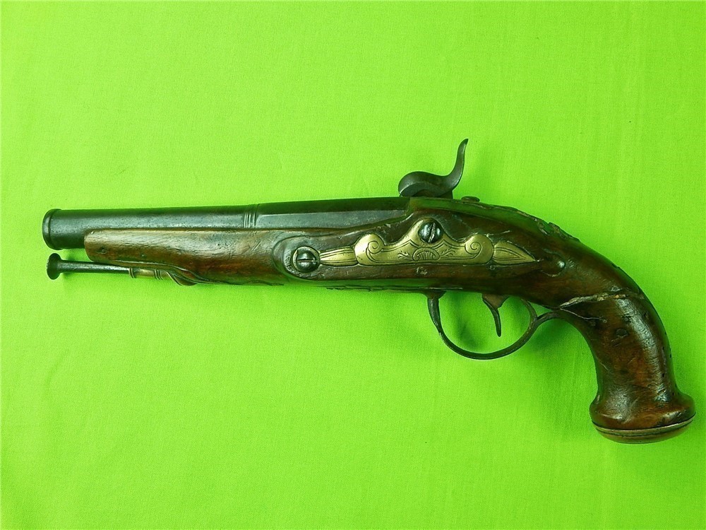Auc Antique European Engraved 19 Century Percussion Pistol Handgun 450-img-1