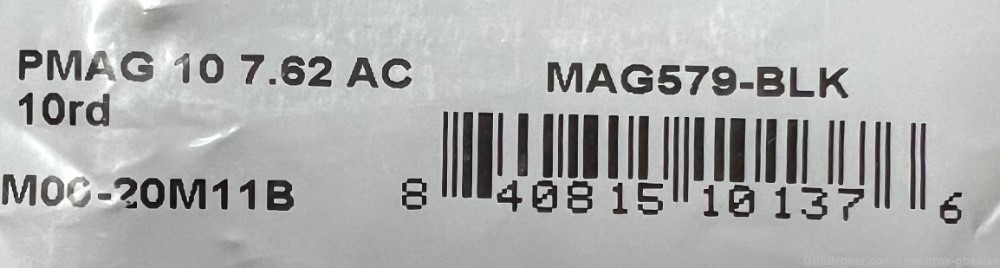 MAGPUL PMAG 10 7.62AC 10 Rd Magazine .308 WIN/7.62 NATO - Black - MAG579-img-1