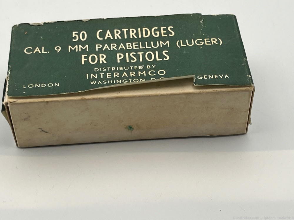 Vintage sealed 50rd 9mm interarm co repackaged German ww2 ammo post war-img-1
