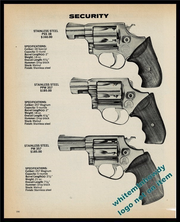 1978 SECURITY PSS 38, PPM .357, PM 357 Revolver Print AD-img-0