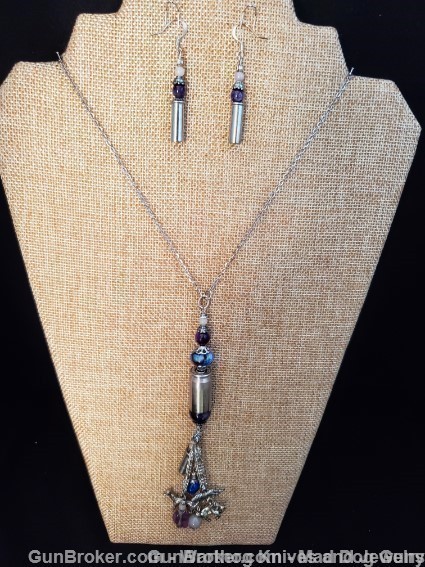 Bullets,Crystals & Bling Necklace & Earrings.Handmade-1 of 1. NE18*REDUCED*-img-0