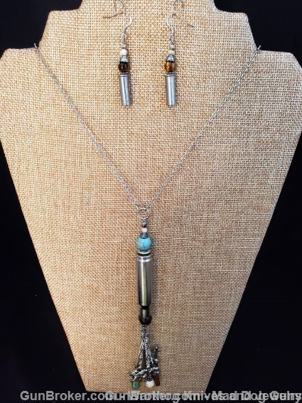 Bullets,Crystals & Bling Necklace & Earrings.Handmade-1 of 1. NE19*REDUCED*-img-0