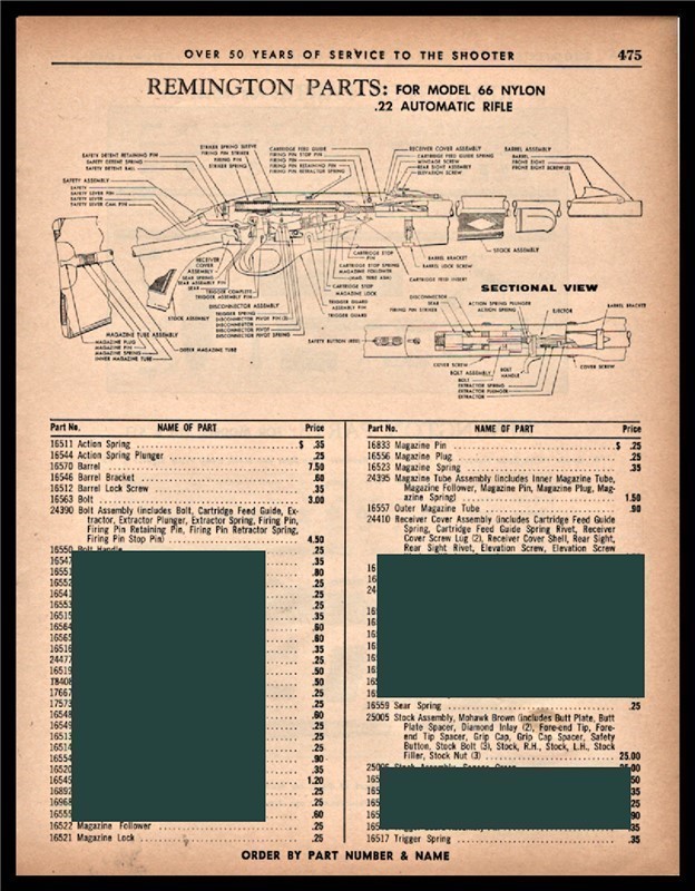 1962 REMINGTON Nylon 66 .22 Auto Parts List AD-img-0