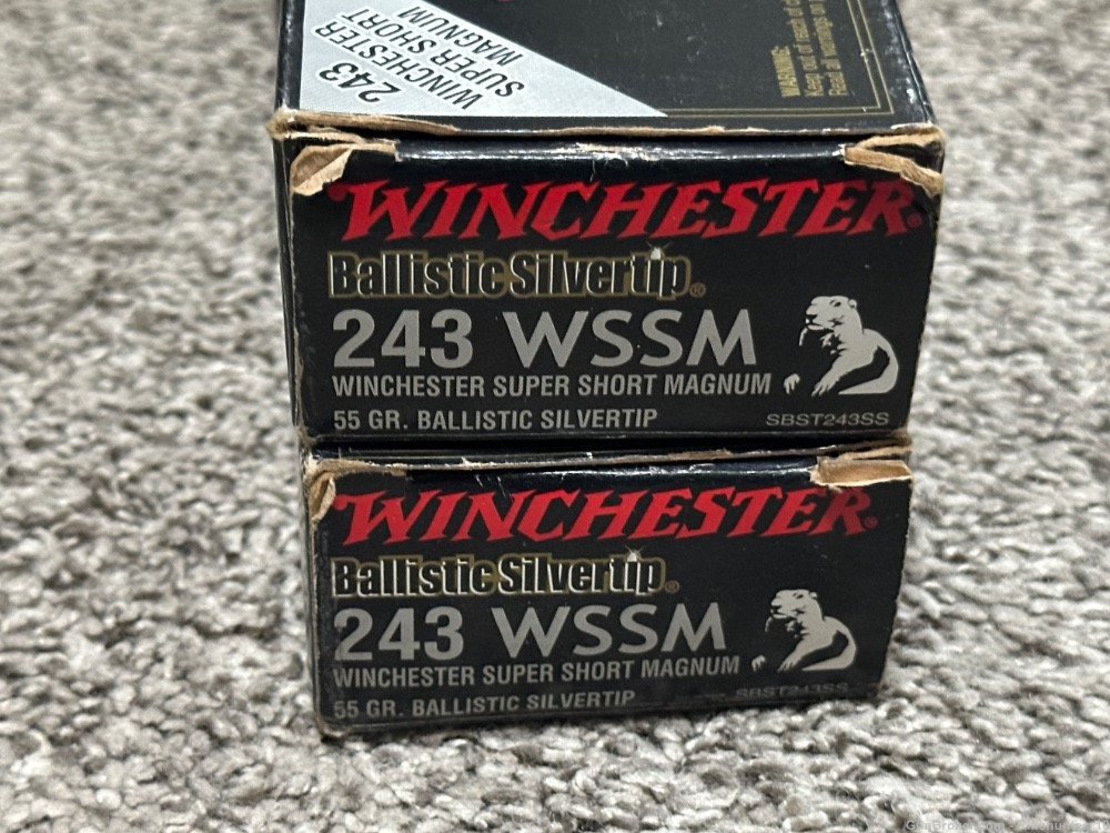Winchester 243 wssm ammo ballistic silver tip 55 gr 38 rounds NIB -img-1