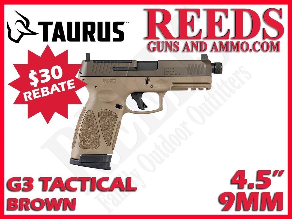 Taurus G3 Tactical FDE Pat Brown TORO 9mm 4.5in 2-17Rd Mags 1-G3P941-TAC-img-0