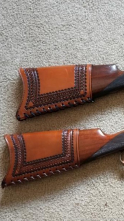 Winchester 1886, Ricochet Roy's Old West Custom Leather Stock Cover-img-0