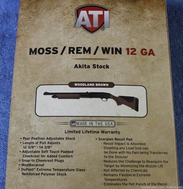 ATI Akita Adjustable Stock Mossberg/Remington/Winchester 12ga Brown NEW!-img-2