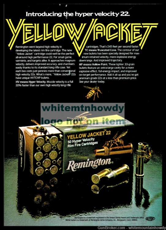 1979 REMINGTON Yellow Jacket Ammunition PRINT AD Cool Gun Roon Decor-img-0