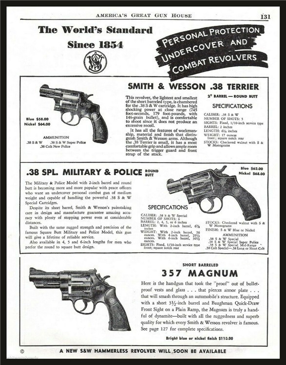 1953 SMITH & WESSON .38 Terrier Military Police .357 Magnum Revolver AD-img-0