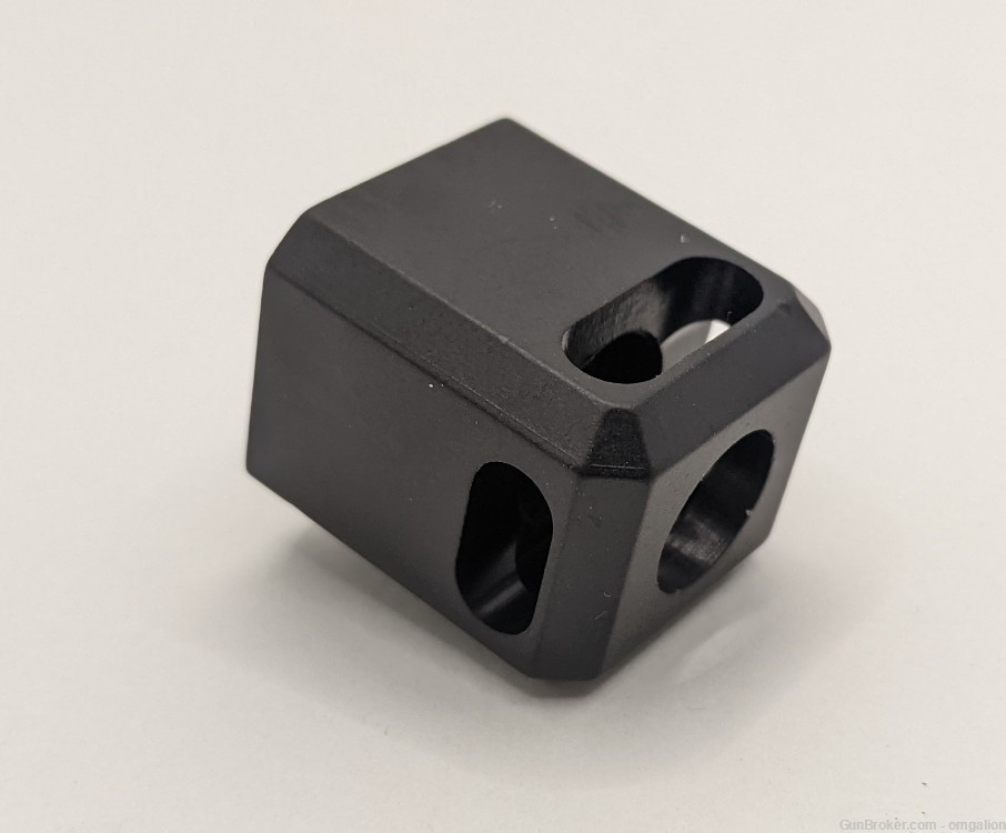 9mm 1/2x28 TPI Muzzle Brake Comp Ano Black Alum For Glock 43 & Hellcat-img-0