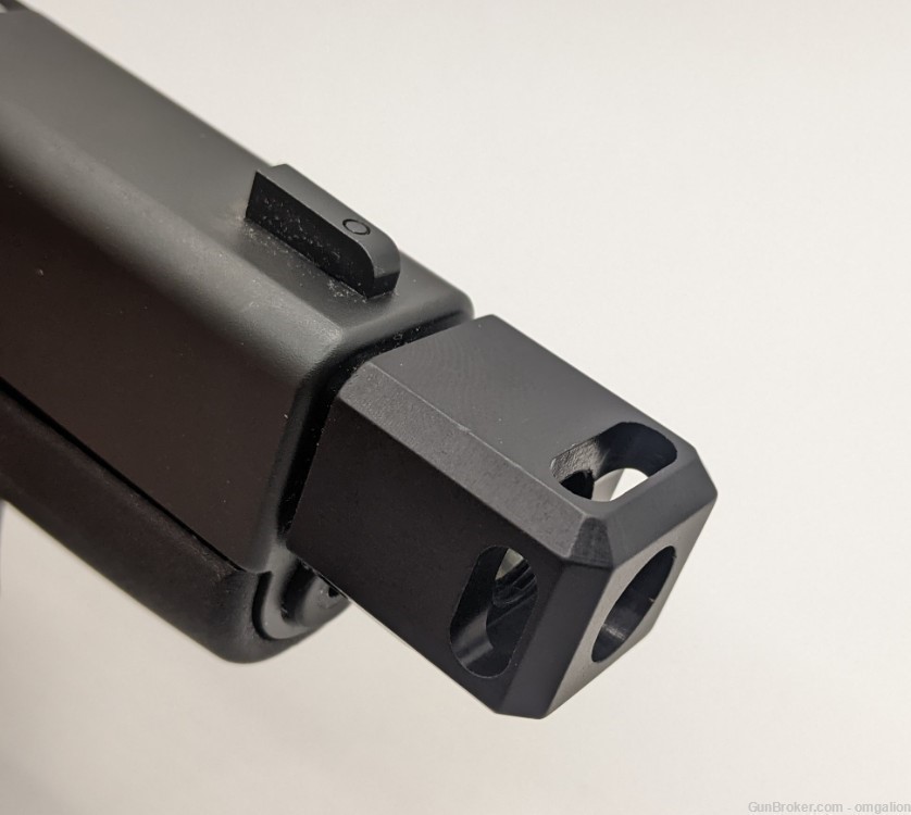 9mm 1/2x28 TPI Muzzle Brake Comp Ano Black Alum For Glock 43 & Hellcat-img-2