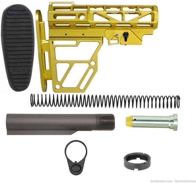 GOLD/TIN BarDef Skeletonized Aluminum Stock Kit AR15 T6 6 Position AR-15-img-0