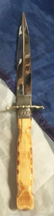G. Woodhead knife, dirk, bone handle, bright blade, pre-Civil War-img-0