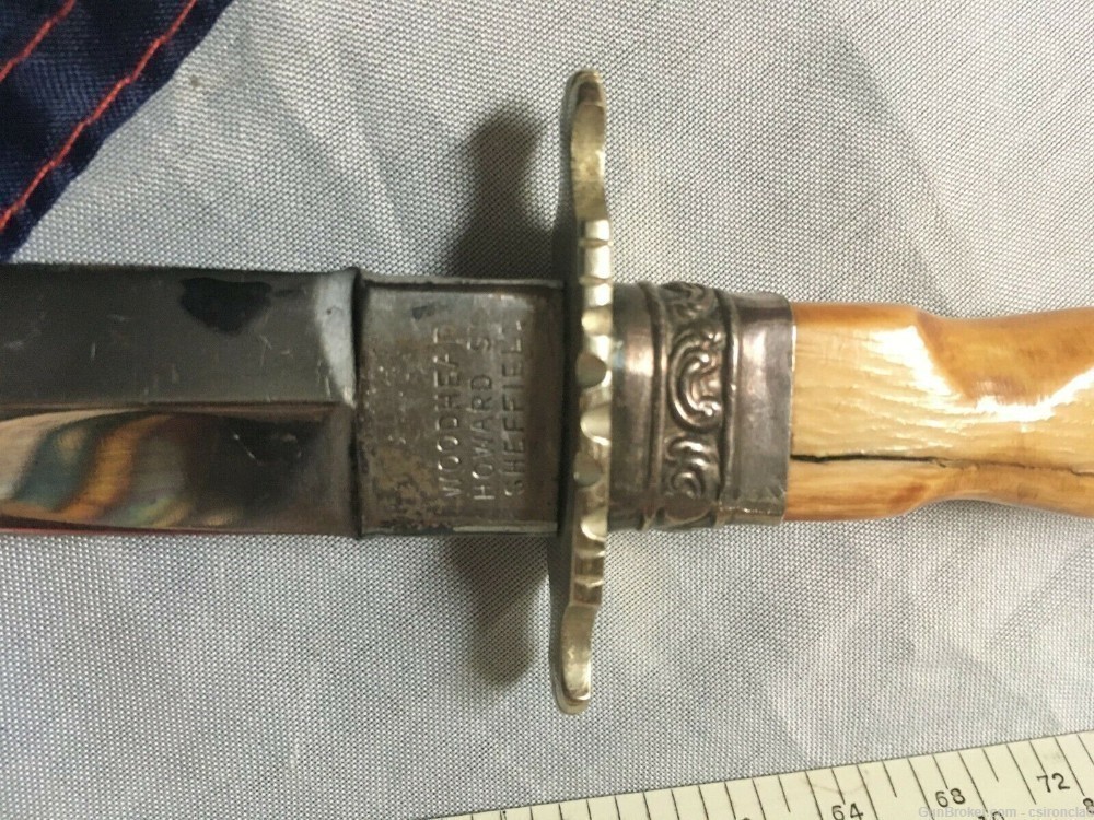 G. Woodhead knife, dirk, bone handle, bright blade, pre-Civil War-img-8