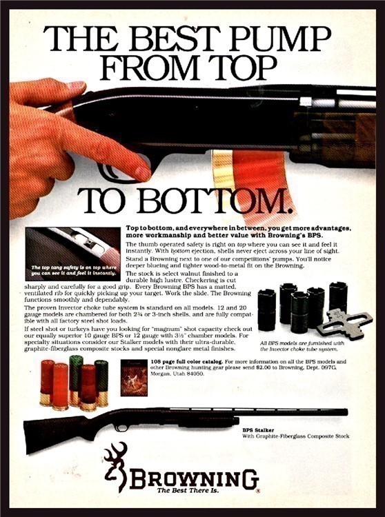 1989 BROWNING BPS Stalker Pump Shotgun PRINT AD-img-0