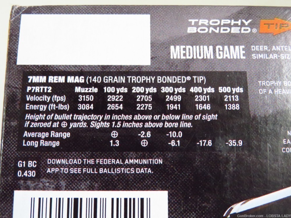 7MM Rem Mag TROPHY BONDED TIP 140 Grain Nickel Plated ammo  P7RTT2-img-1