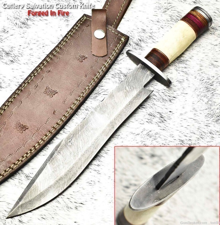 Custom Hand Made Damascus Steel Blade Hunting Knife CameL BONE 15 INCHES-img-0