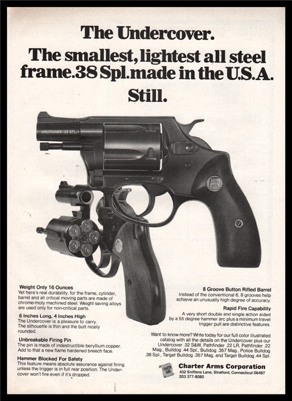1978 CHARTER ARMS Undercover .38 Spec PRINT AD-img-0
