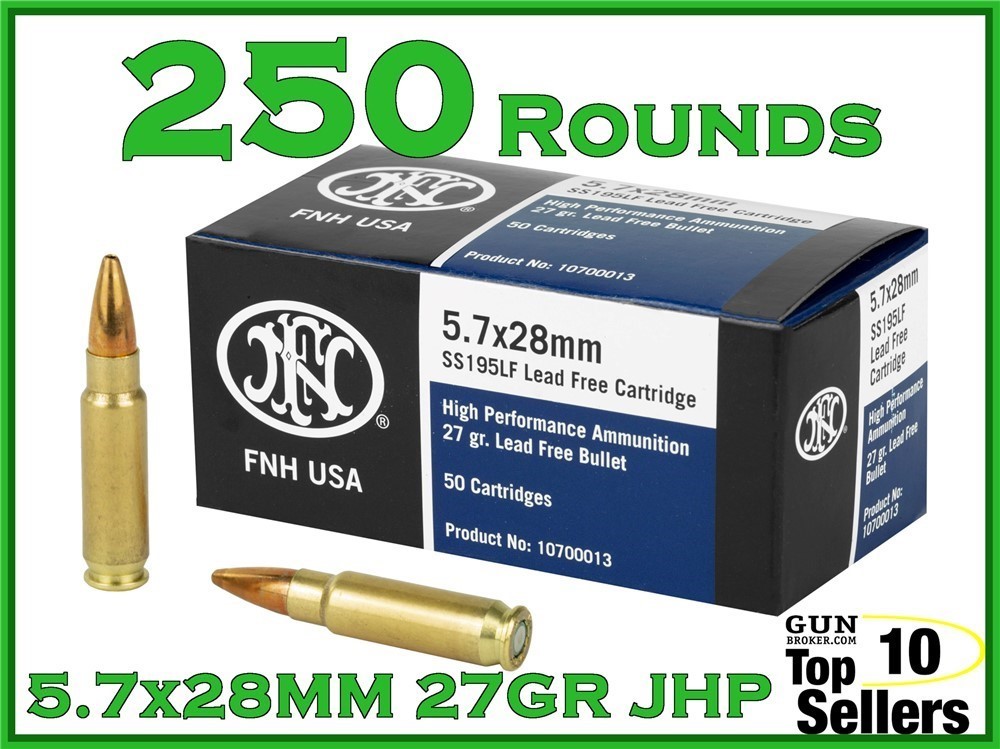 FN SS195LF 5.7x28MM 27 GR Hollow Point Lead Free 10700019 250CT-img-0