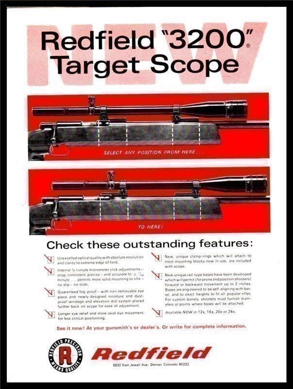1968 REDFIELD 3200 Target Scope PRINT AD to Frame-img-0