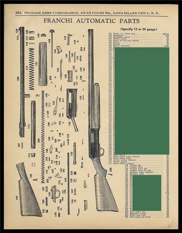 1955 FRANCHI Automatic Shotgun Parts List AD-img-0