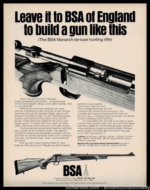 1971 BSA Monarch De-luxe Hunting Rifle PRINT AD-img-0
