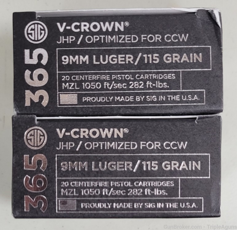 9MM Sig Sauer V-Crown 365 115gr jhp lot of 40rds E A1-365-20-img-0