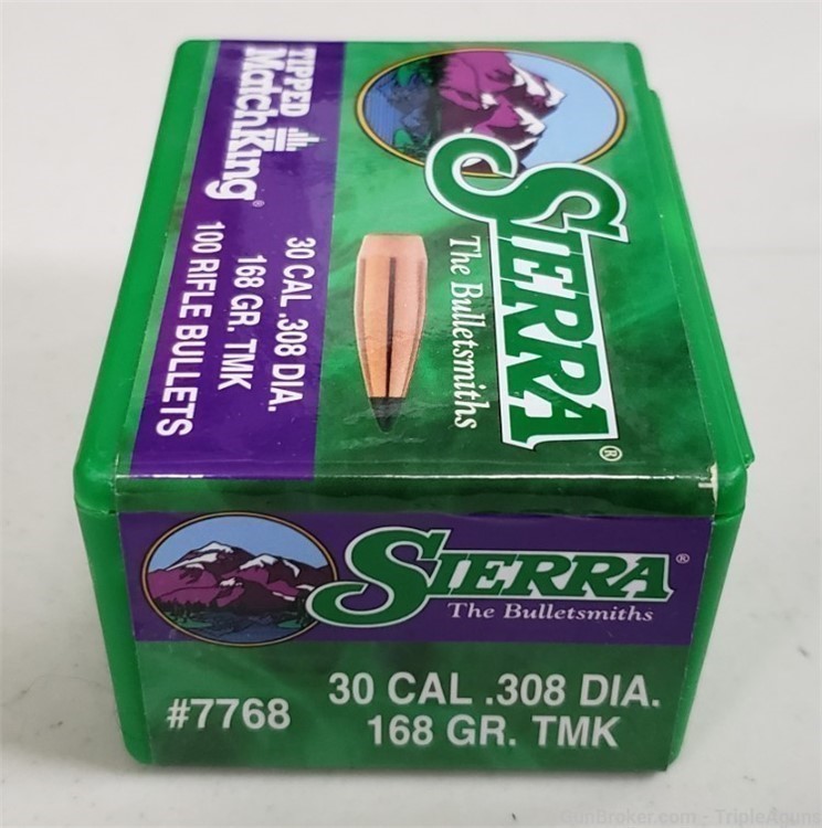 Sierra Matchking 30 caliber .308 168gr TMK tipped box of 100 7768-img-0