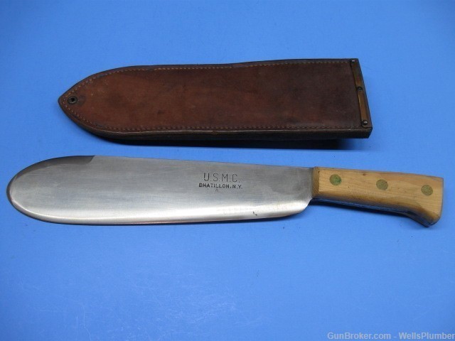 USMC WWII MEDICAL CORPSMEN BOLO KNIFE DATED 1944 CHATILLON N.Y.  (MINT)-img-0