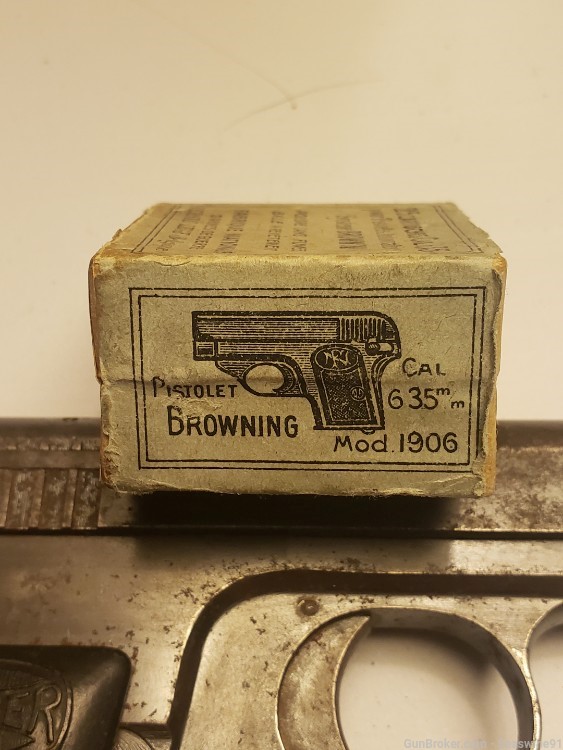 Neat original 6.35 25 ACP ammo ammunition w/ baby Browning pictured on box-img-0