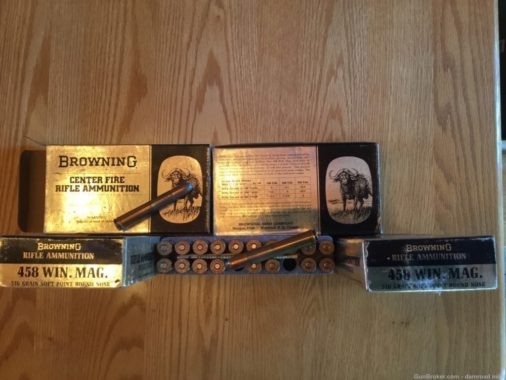 Browning Centerfire Rifle Ammo .458 Win. mag 510 gr. RN SP-img-0