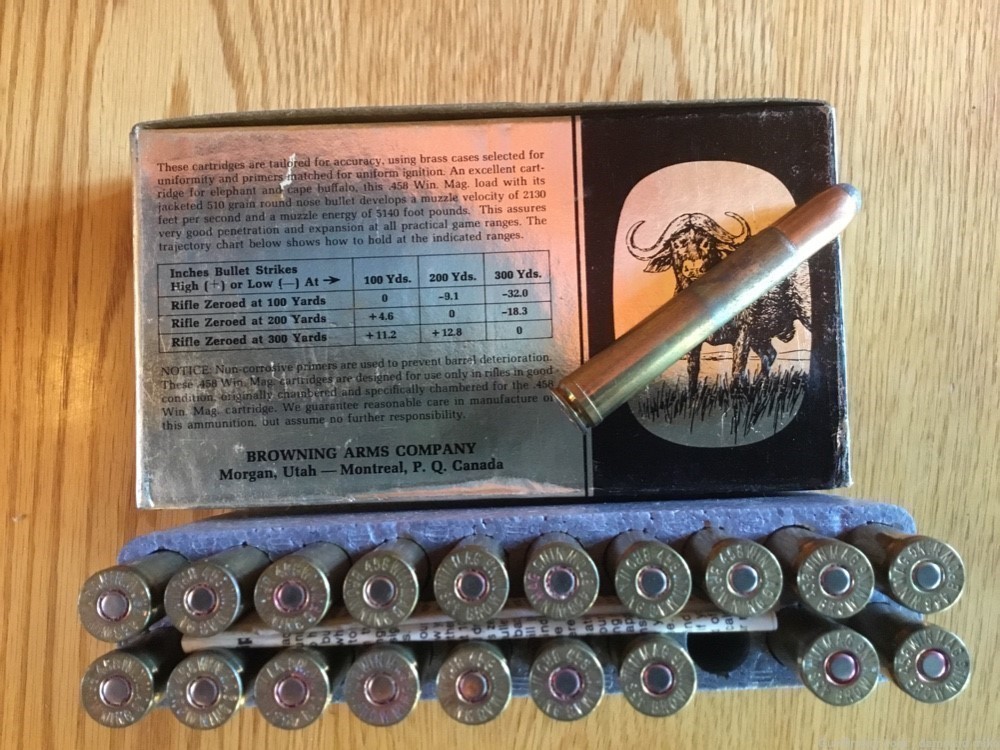 Browning Centerfire Rifle Ammo .458 Win. mag 510 gr. RN SP-img-1