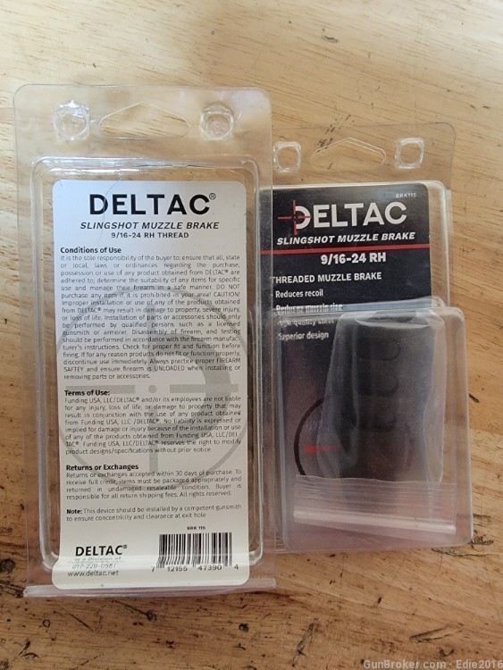 DELTAC MUZZLE BRAKE 9/16-24 RH THREAD - FITS INCH PATTERN FAL'S -img-0