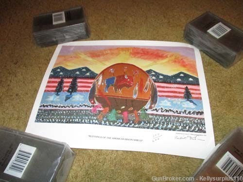  1994 Blessing of the Bison Shield Print - Signed - Front & Back Shown -img-0
