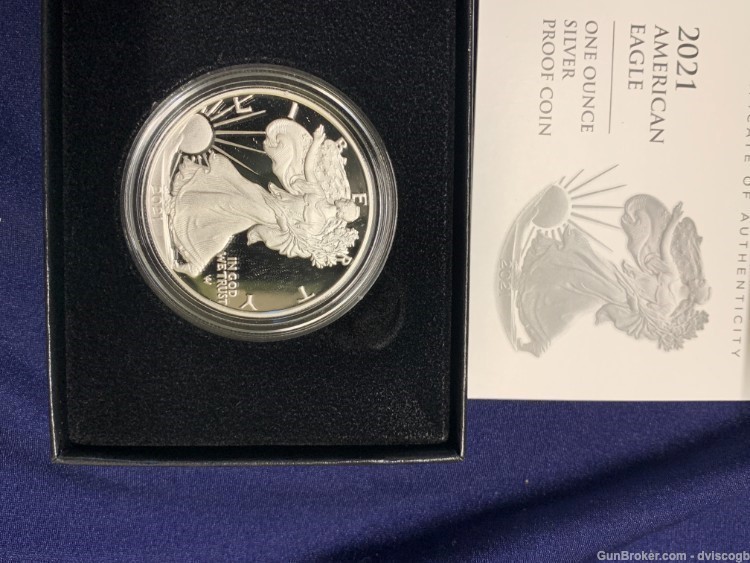 2021 American Eagle 1 ounce silver proof coin, sealed and COA-img-1