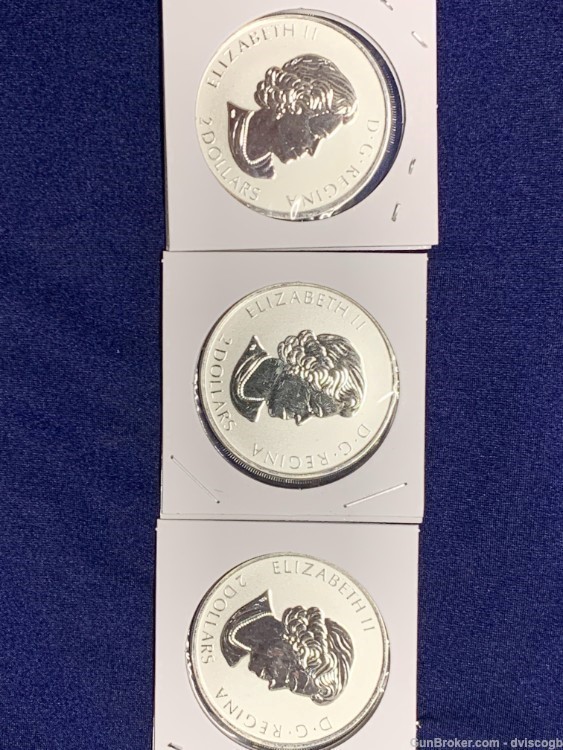 2019 Queen Elizabeth 2 Dollar coin, 3/4 fine silver - 3 piece set -img-0