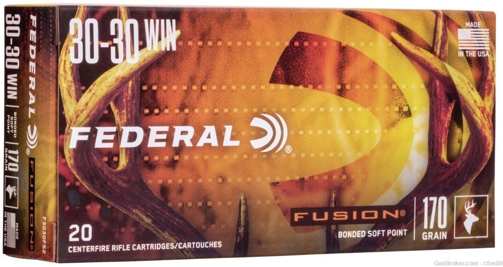 2 Boxes 30-30 Win 170gr Federal Fusion Bonded Soft Point :-: 40 Rounds-img-0