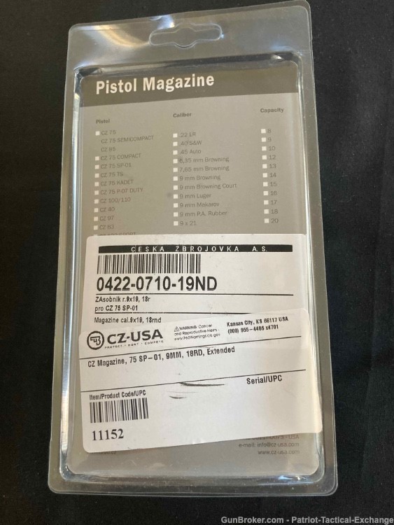 BNIB CZ 75 SP-01 9mm 18rd Magazine (11152)-img-1