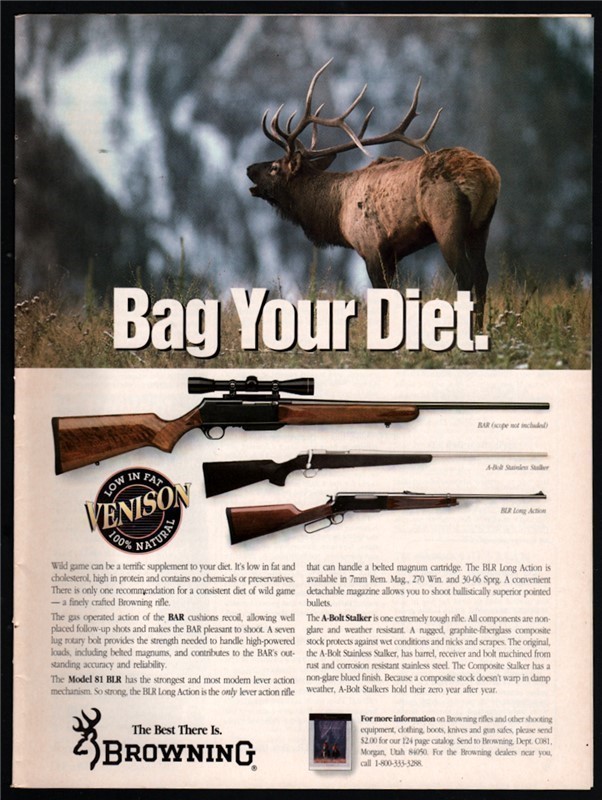 1992 BROWNING BAR A-Bolt BLR Bag Your Diet AD-img-0