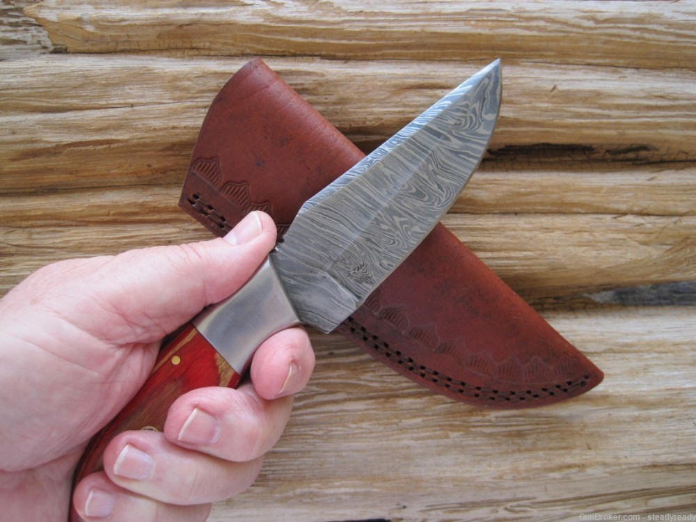 Damascus Custom Handmade Hunting Knife #177-img-2