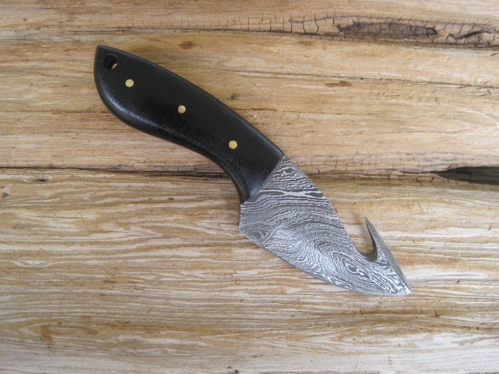 Damascus Handmade Guthook Hunting/Skinning Knife #199A & 199B-img-0