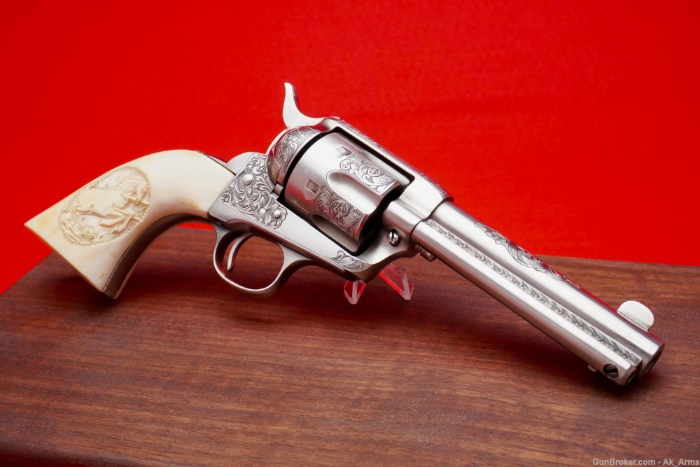 1897 Colt SAA .44-40  Antique Nickel Finish *FIRST GEN MASTER ENGRAVED*-img-0