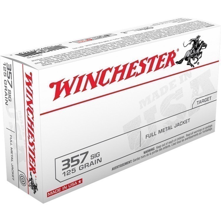 50rds Winchester .357 SIG 125gr FMJ target Q4309 White Box + FAST SHIP-img-1