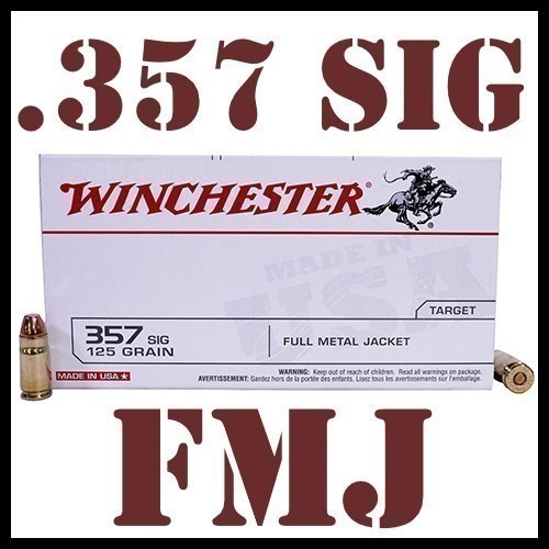 50rds Winchester .357 SIG 125gr FMJ target Q4309 White Box + FAST SHIP-img-0
