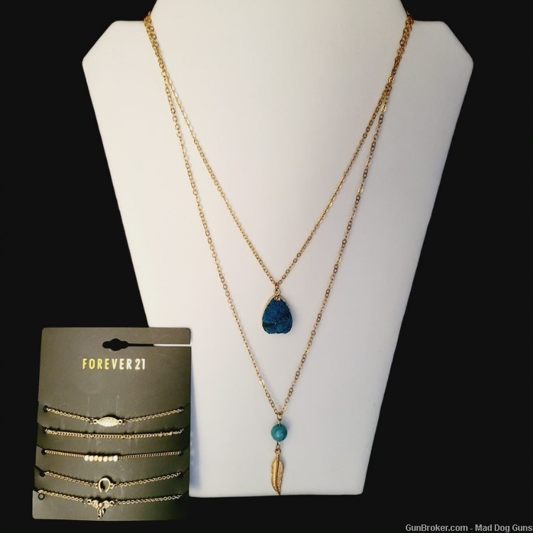 Sammy Fashion Jewelry 22" Layered Necklace & 5 Charm Bracelets. SD8&SD11.  -img-0